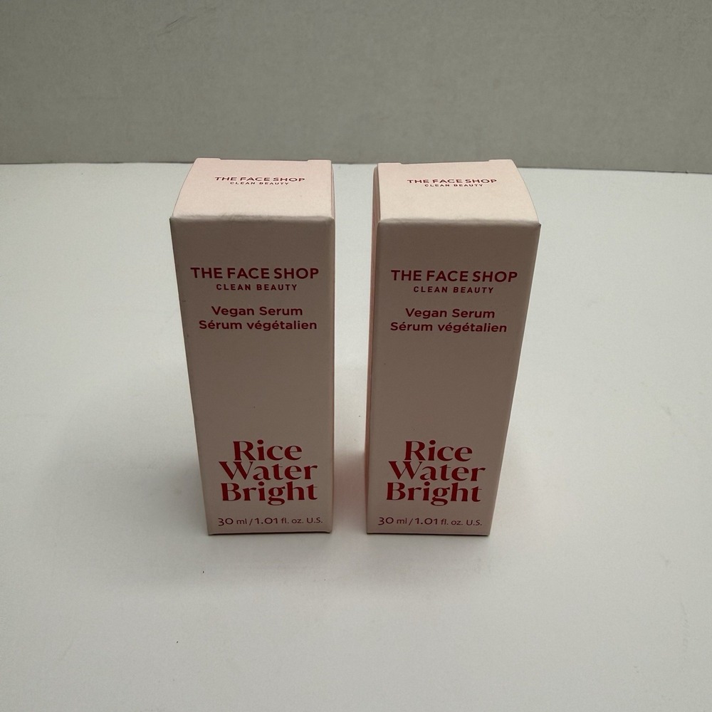 2X The Face Shop Rice Water Bright Vegan Serum 30ml Niacinamide Hyaluronic NEW